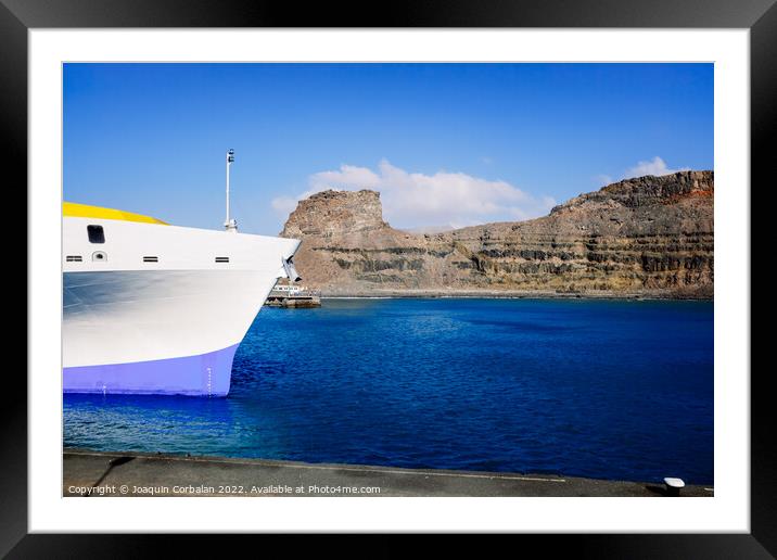 Detail of a ferry moored at Puerto de las Nieves in the Canary I Framed Mounted Print by Joaquin Corbalan