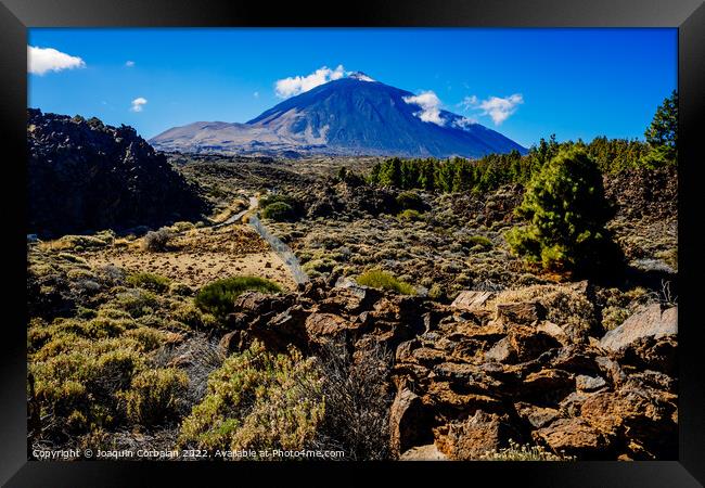 Beautiful panoramic image of the Teide volcano, a sunny day with Framed Print by Joaquin Corbalan