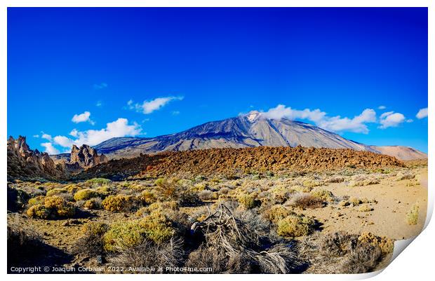 Beautiful panoramic image of the Teide volcano, a sunny day with Print by Joaquin Corbalan