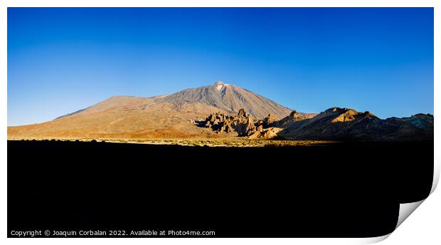 impressive view of the Teide volcano with the snowy peak in the  Print by Joaquin Corbalan