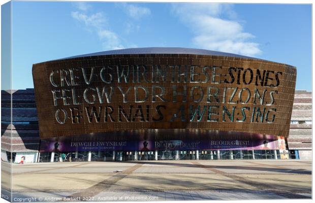 Wales Millennium Centre at Cardiff Bay Canvas Print by Andrew Bartlett