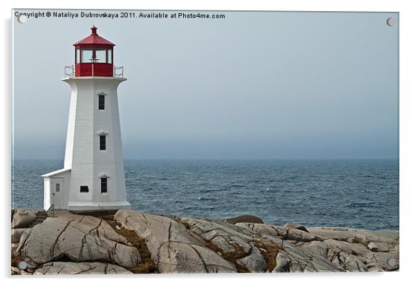 Peggy's Cove Lighthouse, Nova Scotia, Canada. Acrylic by Nataliya Dubrovskaya