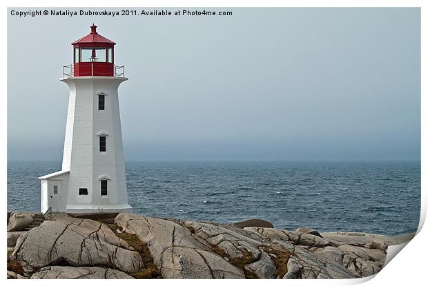 Peggy's Cove Lighthouse, Nova Scotia, Canada. Print by Nataliya Dubrovskaya