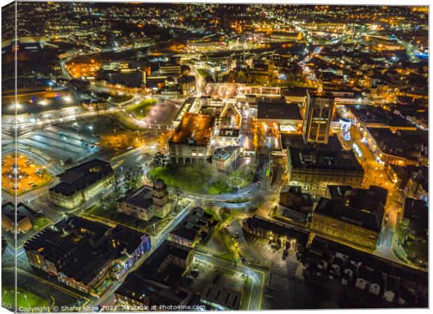 Aerial view of Blackburn at Night Canvas Print by Shafiq Khan