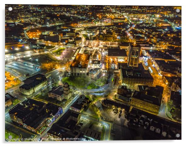 Aerial view of Blackburn at Night Acrylic by Shafiq Khan