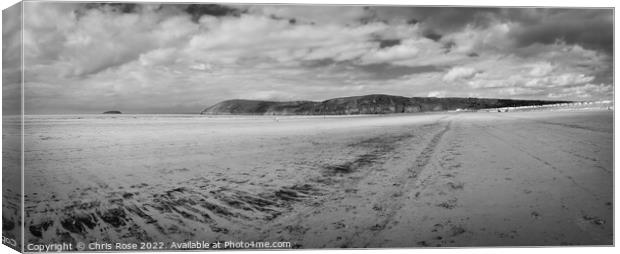 Brean Sands panorama Canvas Print by Chris Rose