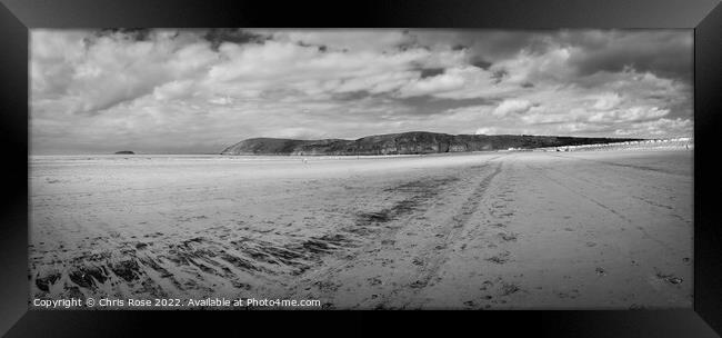 Brean Sands panorama Framed Print by Chris Rose