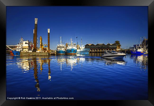 Reflections at Freemantle Harbour Framed Print by Rob Hawkins