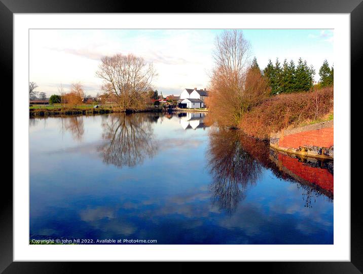 Reflections on a Canal basin. Framed Mounted Print by john hill
