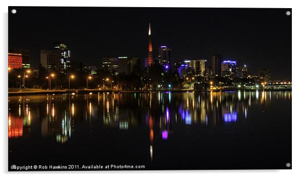 The Perth night Skyline Acrylic by Rob Hawkins