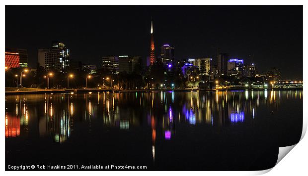 The Perth night Skyline Print by Rob Hawkins