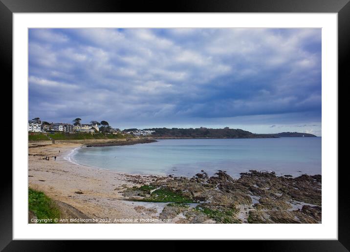 Falmouth Beach in January Framed Mounted Print by Ann Biddlecombe
