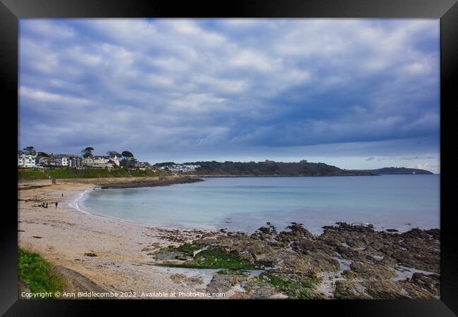 Falmouth Beach in January Framed Print by Ann Biddlecombe