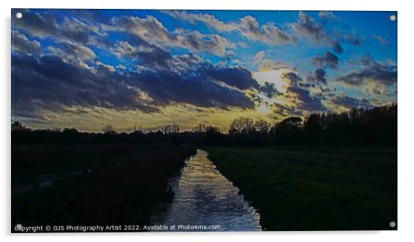 Sunset at the Watermeadows Acrylic by GJS Photography Artist