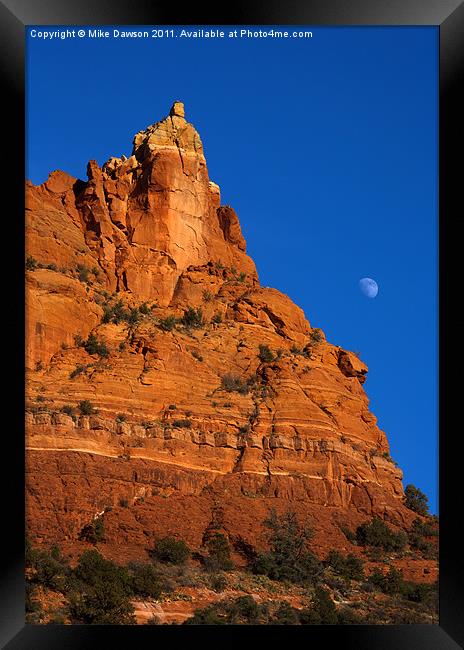 Moonrise over Red Rock Framed Print by Mike Dawson
