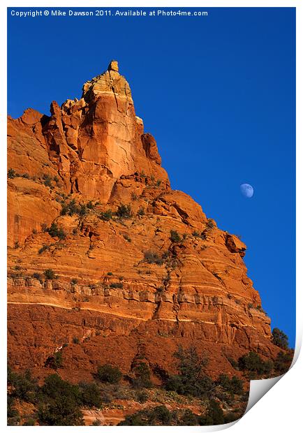 Moonrise over Red Rock Print by Mike Dawson
