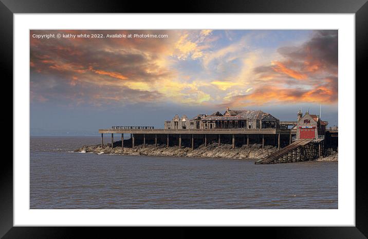 Weston-Super-Mare Birnbeck Pier sunset Framed Mounted Print by kathy white