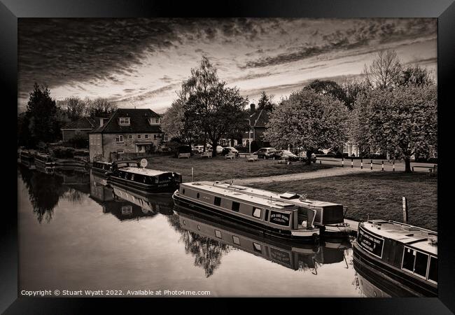 Canal Narrow Boats at Sunset Framed Print by Stuart Wyatt