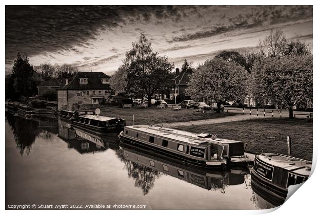 Canal Narrow Boats at Sunset Print by Stuart Wyatt