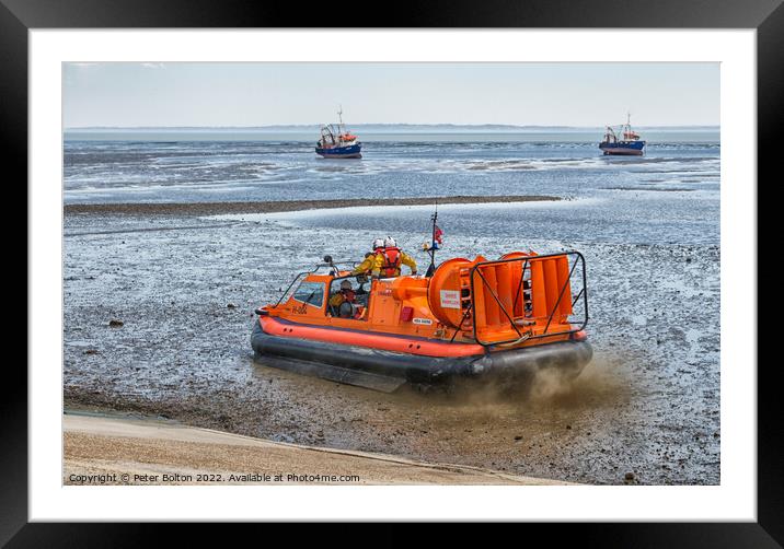 Lifesaving Hovercraft on Southend Shores Framed Mounted Print by Peter Bolton