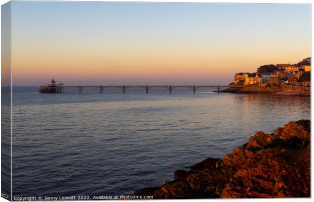 Clevedon Pier at Sunset Canvas Print by Jenny Leavett