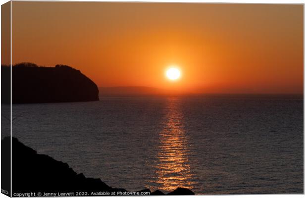 Orange Sunset - Clevedon Canvas Print by Jenny Leavett