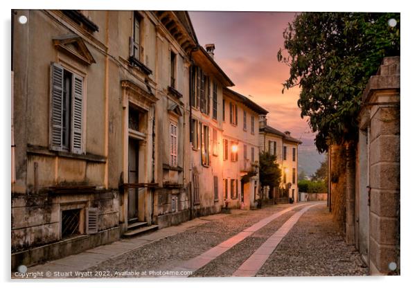 Italian Village Street at Sunset Acrylic by Stuart Wyatt