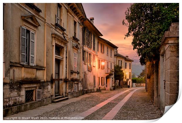 Italian Village Street at Sunset Print by Stuart Wyatt