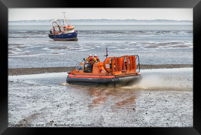 Lifesaving Hovercraft Rescue Framed Print by Peter Bolton