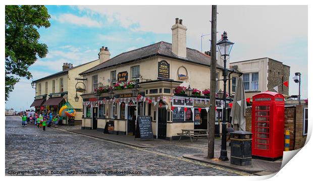 A Historic Pub with Picturesque Views Print by Peter Bolton