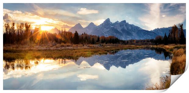 Tetons Sunset Print by Matthew Train