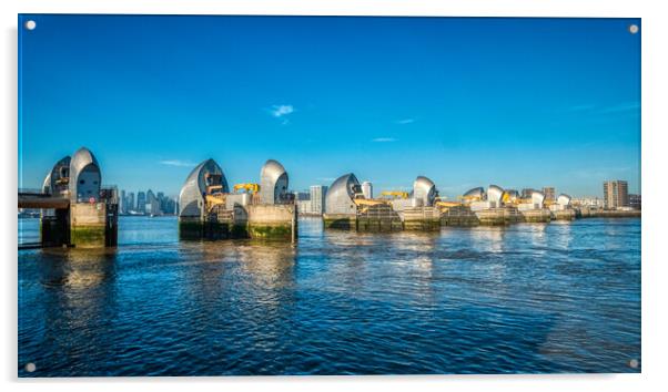 The Thames barrier, London, England Acrylic by Travel and Pixels 