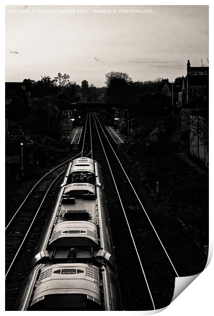 Heading home on the rails Print by Duncan Savidge