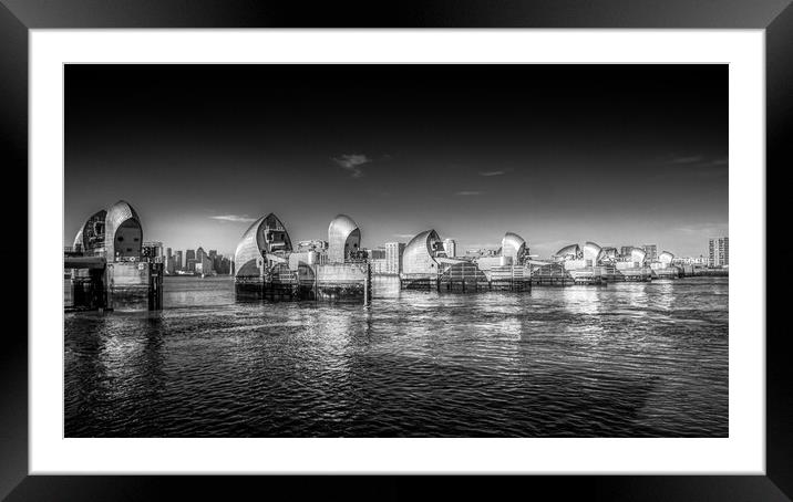 Thames Flood Barrier, Greenwich London Framed Mounted Print by Travel and Pixels 