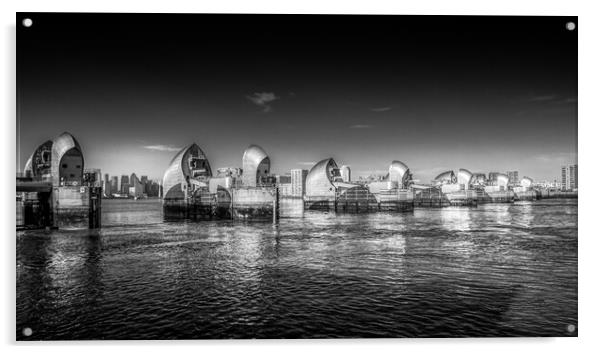 Thames Flood Barrier, Greenwich London Acrylic by Stuart Chard