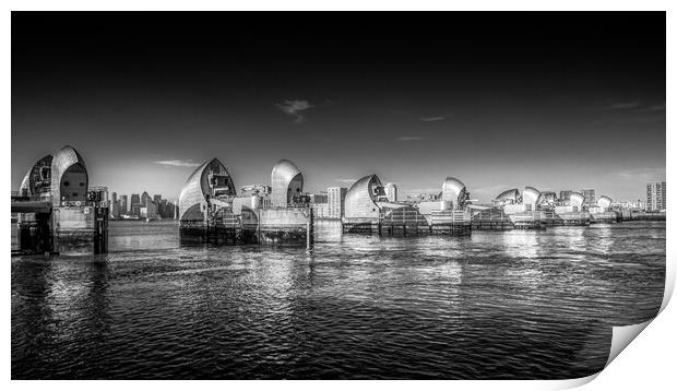 Thames Flood Barrier, Greenwich London Print by Travel and Pixels 