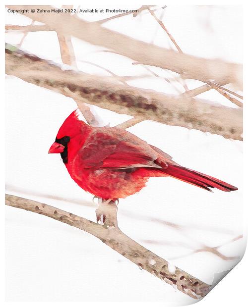 Red Bird Print by Zahra Majid