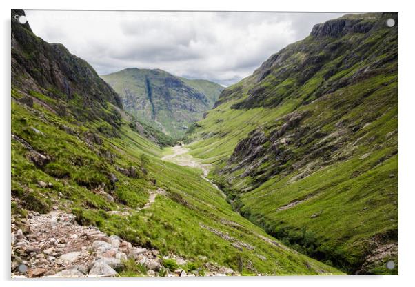Lost or Hidden Valley of Glen Coe Scotland Acrylic by Pearl Bucknall