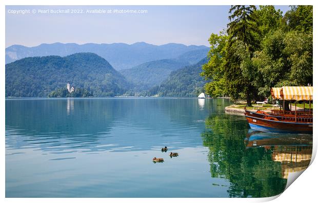 Blue Lake Bled Slovenia Print by Pearl Bucknall