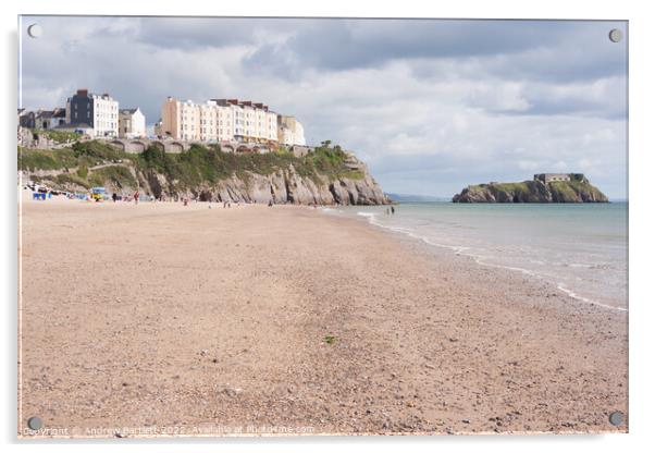 South Beach, Tenby, West Wales, UK Acrylic by Andrew Bartlett