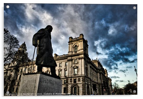 Churchill statue near parliament  Acrylic by Ann Biddlecombe