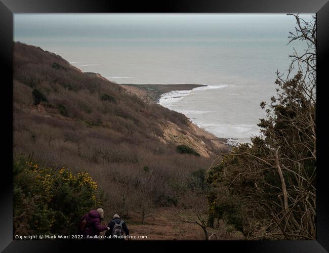 Hiking in Hastings Country Park  Framed Print by Mark Ward