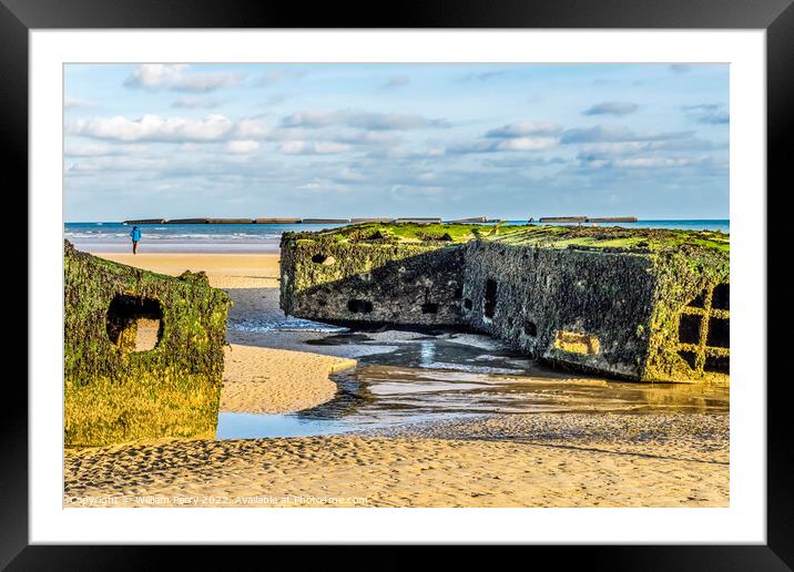 Old Ramp Beach Mulberry Harbor Arromanches Normandy France Framed Mounted Print by William Perry