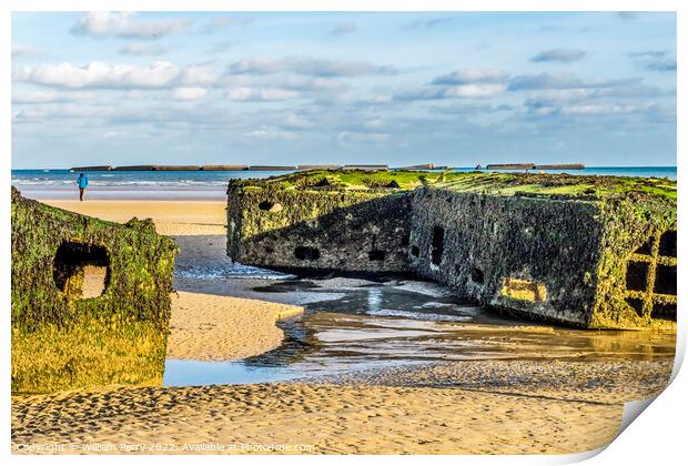 Old Ramp Beach Mulberry Harbor Arromanches Normandy France Print by William Perry