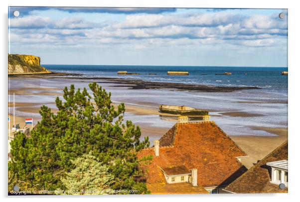 Artificial Port Mulberry Harbor Arromanches-les-Bains Normandy  Acrylic by William Perry