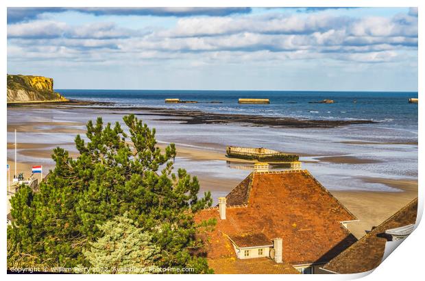 Artificial Port Mulberry Harbor Arromanches-les-Bains Normandy  Print by William Perry