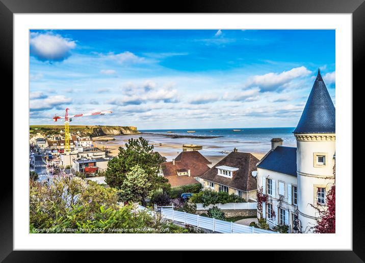 Aritificial Port Mulberry Harbor Arromanches-les-Bains Normandy  Framed Mounted Print by William Perry