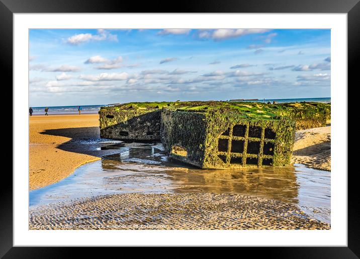 Old Ramp Beach Mulberry Harbor Arromanches Normandy France Framed Mounted Print by William Perry