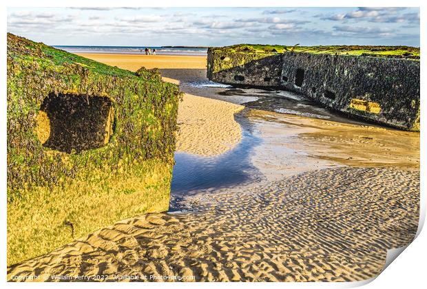 Old Ramp Beach Mulberry Harbor Arromanches-les-Bains Normandy Fr Print by William Perry
