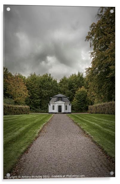 Trolleholm Castle Gazebo with Moody Dark Sky Acrylic by Antony McAulay